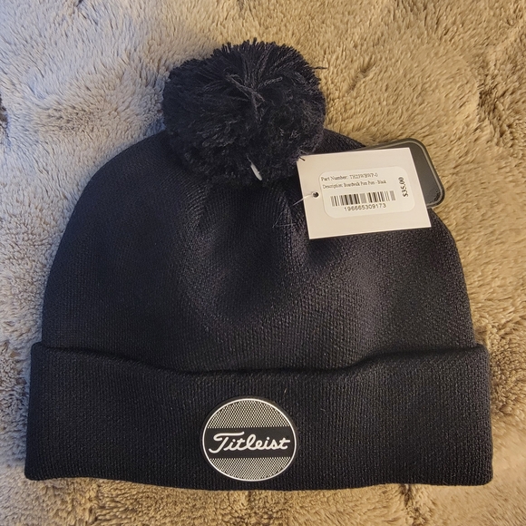 Titleist Black Knit Hat with Pom - Picture 2 of 4